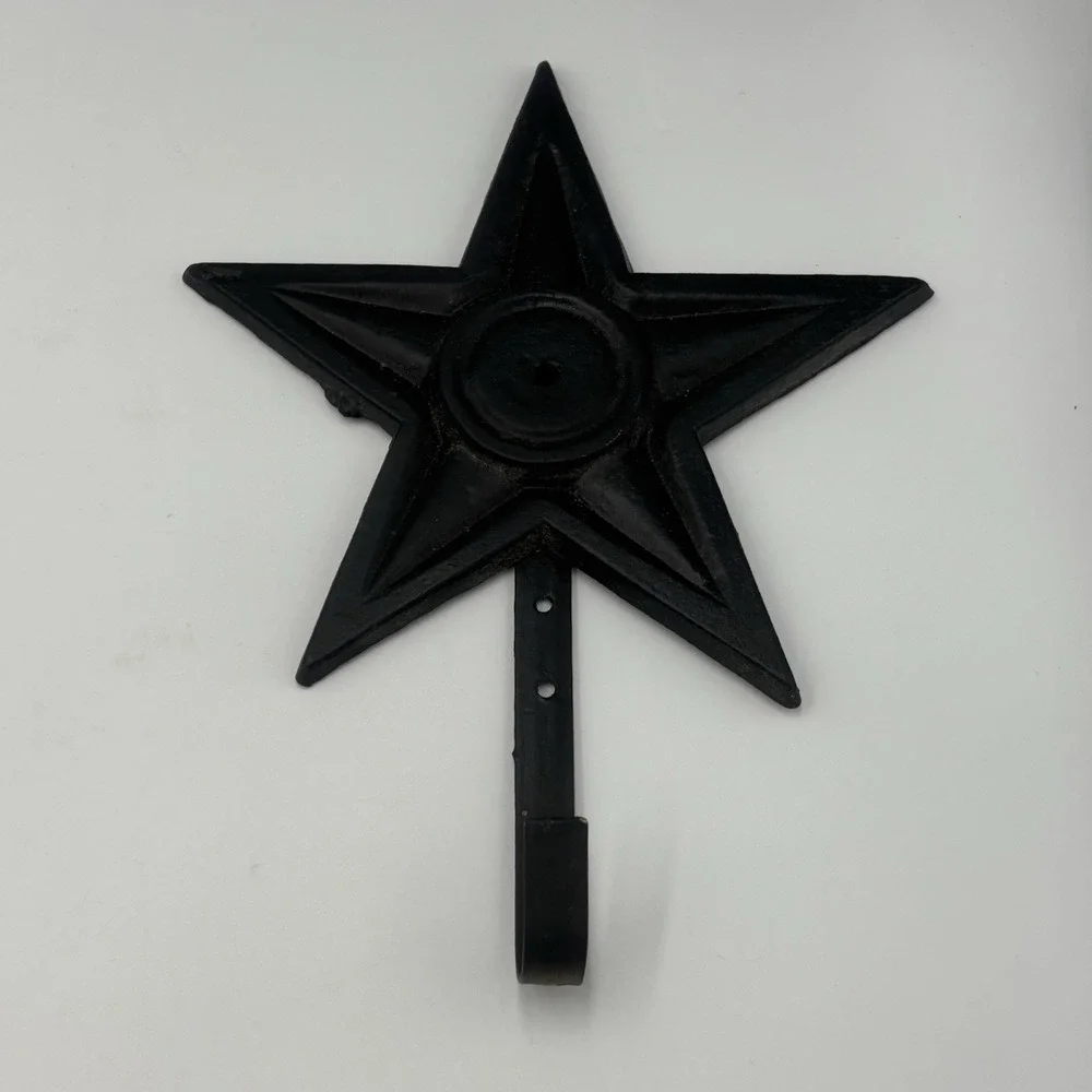 Western Cowboy theme Rustic Vintage Cast Iron Star Shape Wall Hook Hanging Decor